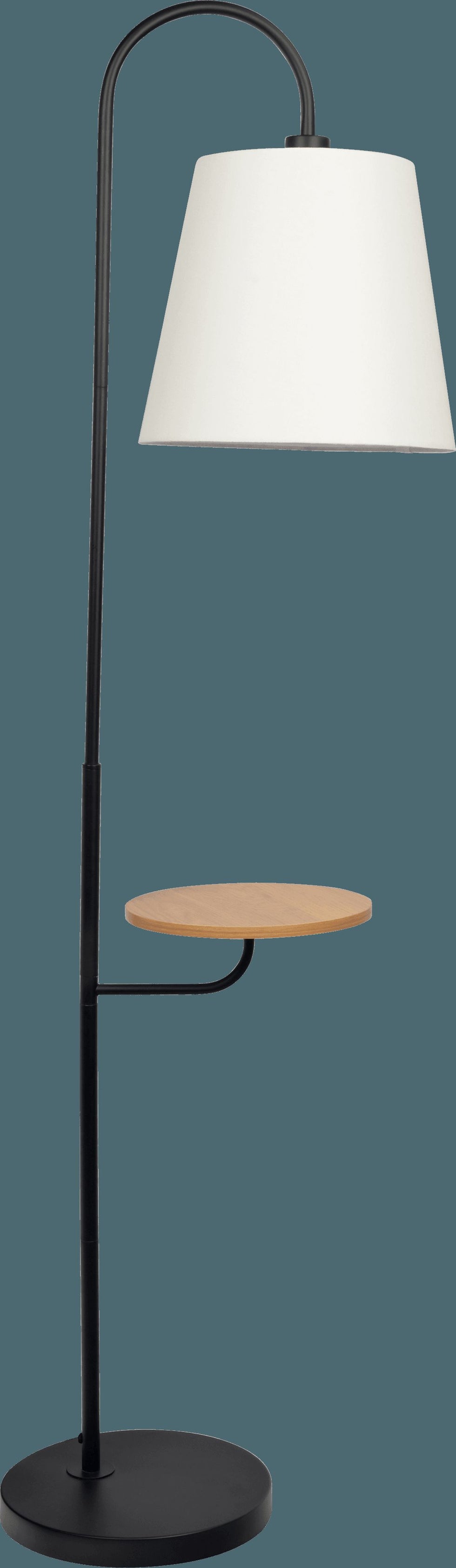 Ashcroft - Seoul Black Floor Lamp with Rotary Switch Wood Table Metal Base
