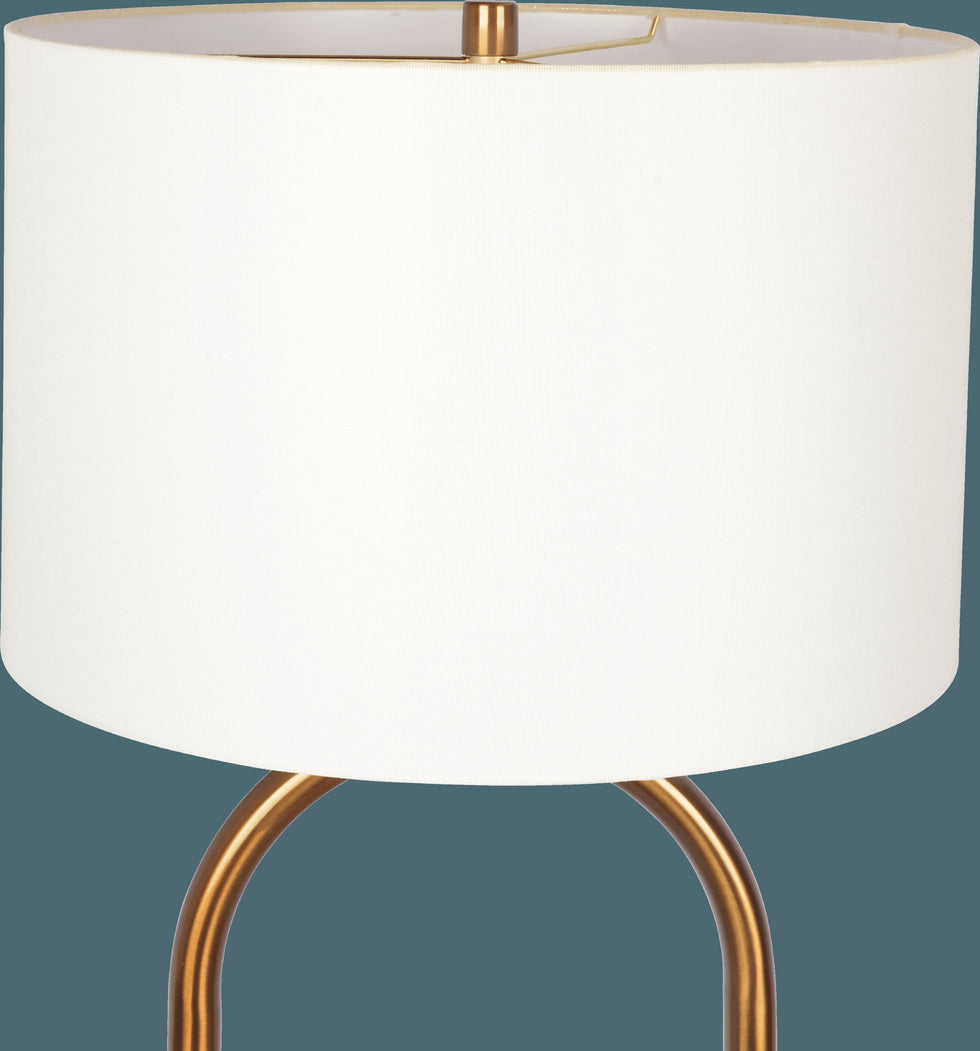 Ashcroft - Vivid Brass Ring Base Floor Lamp with Large White Drum Shade