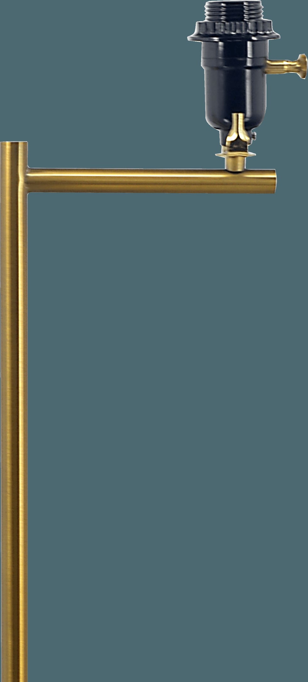Ashcroft - Zenith Offset Brass Base Floor Lamp with Drum-shaped Linen Shade