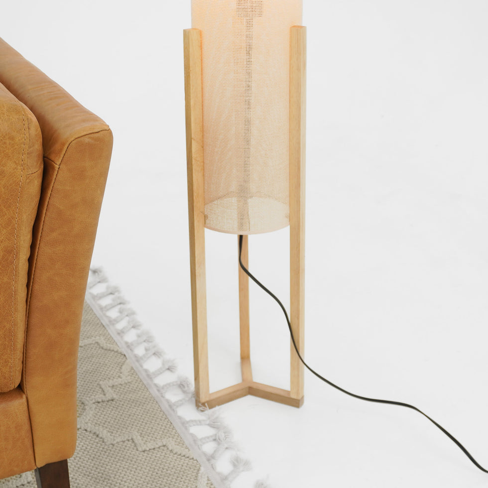 Ashcroft - Ethos Floor Lamp Oak and Natural