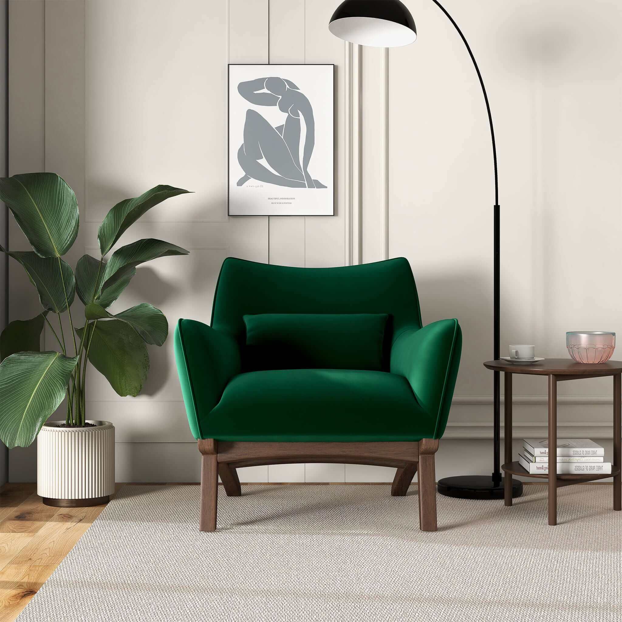 Ashcroft - Brayden Mid-Century Modern Velvet Armchair