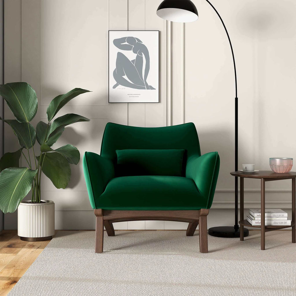 Ashcroft - Brayden Mid-Century Modern Velvet Armchair