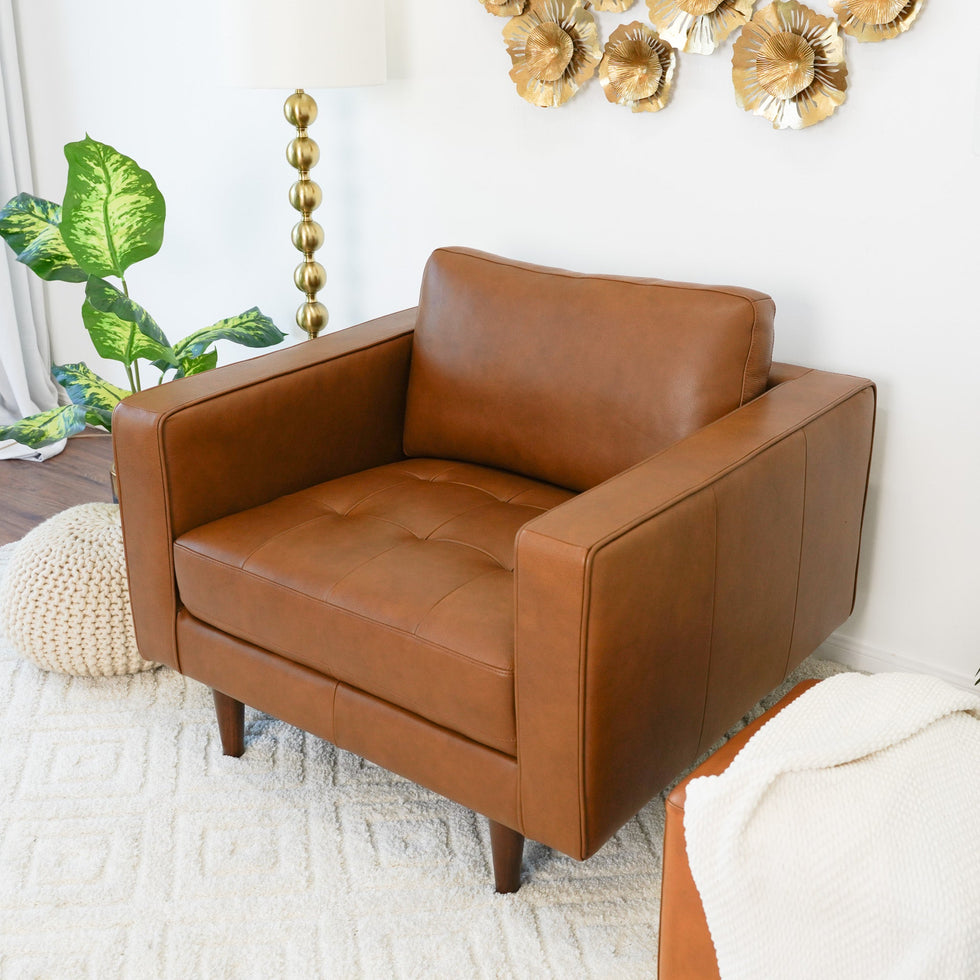 Ashcroft - Catherine Leather Lounge Chair in Tan