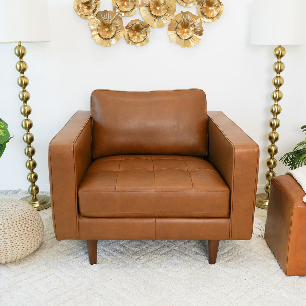 Ashcroft - Catherine Leather Lounge Chair in Tan
