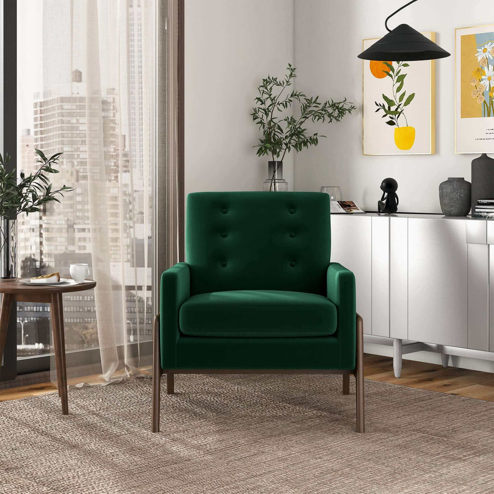 Ashcroft - Cole Solid Wood Velvet Lounge Chair