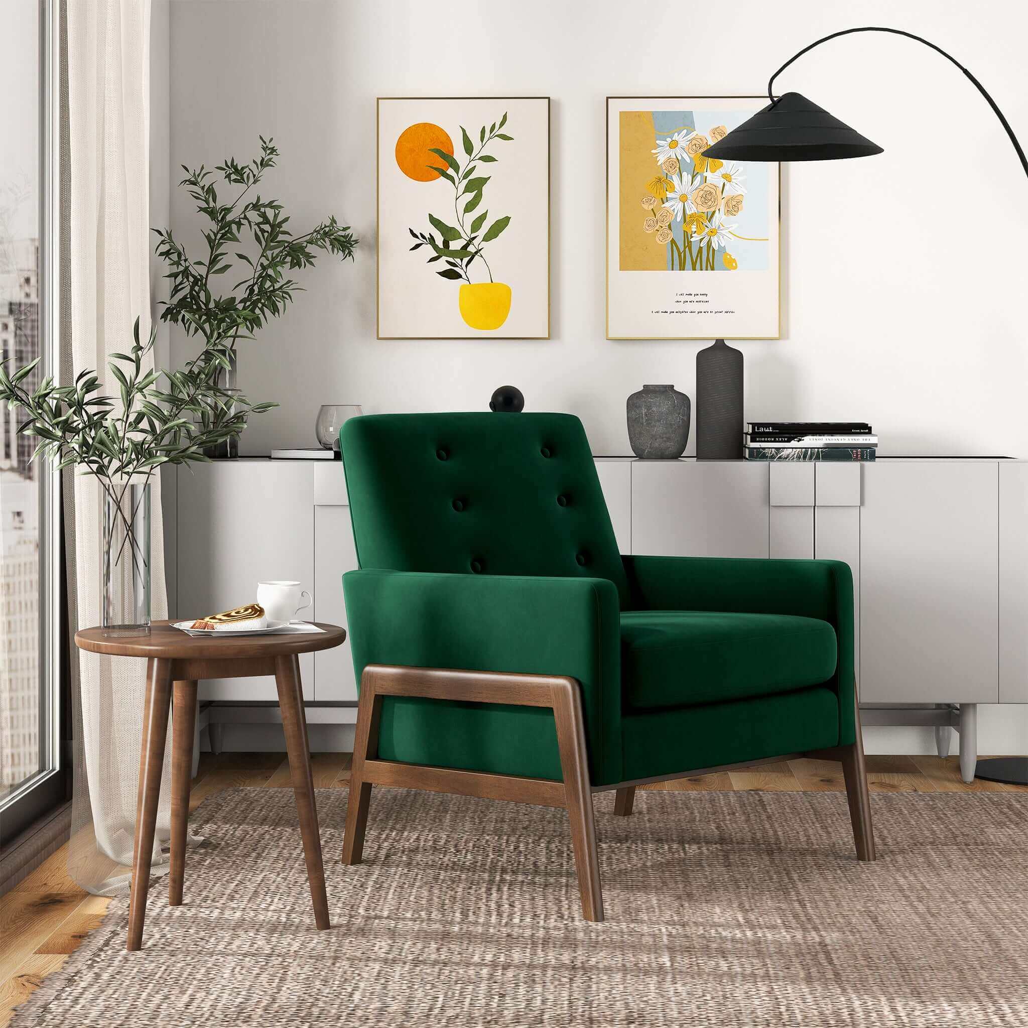 Ashcroft - Cole Solid Wood Velvet Lounge Chair