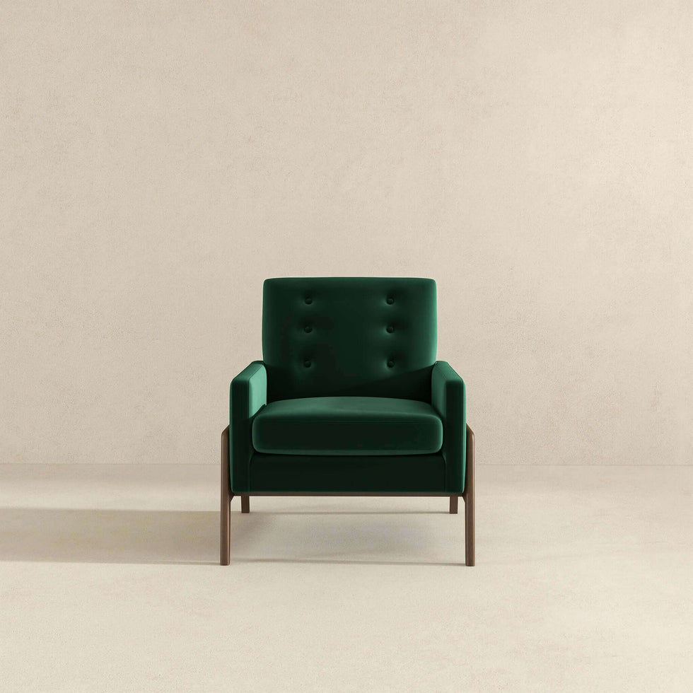 Ashcroft - Cole Solid Wood Velvet Lounge Chair