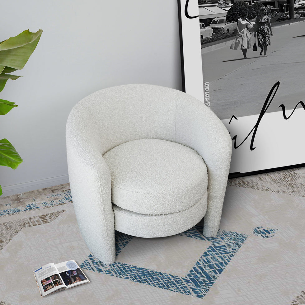 Ashcroft - Avalon White Boucle Lounge Chair