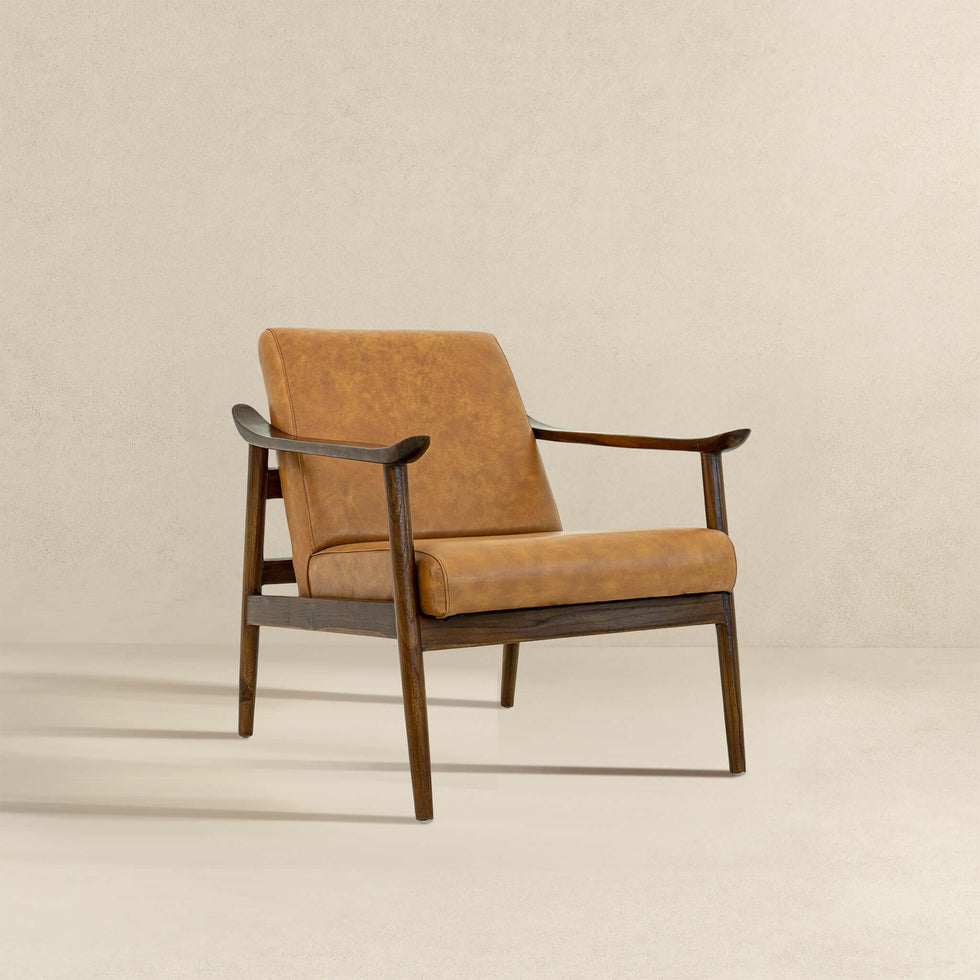 Ashcroft - Brandon Leather Lounge Chair in Antique Tan
