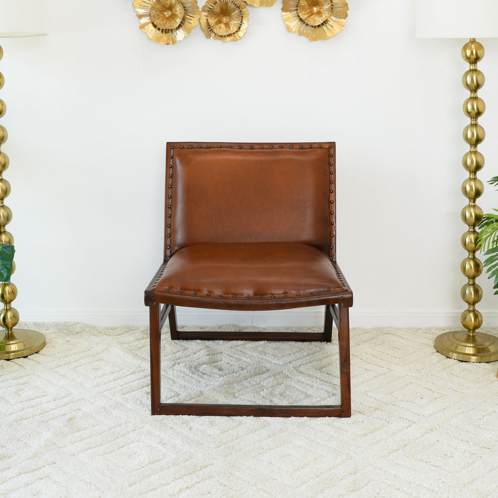 Ashcroft - Everett Tan Leather Lounge Chair