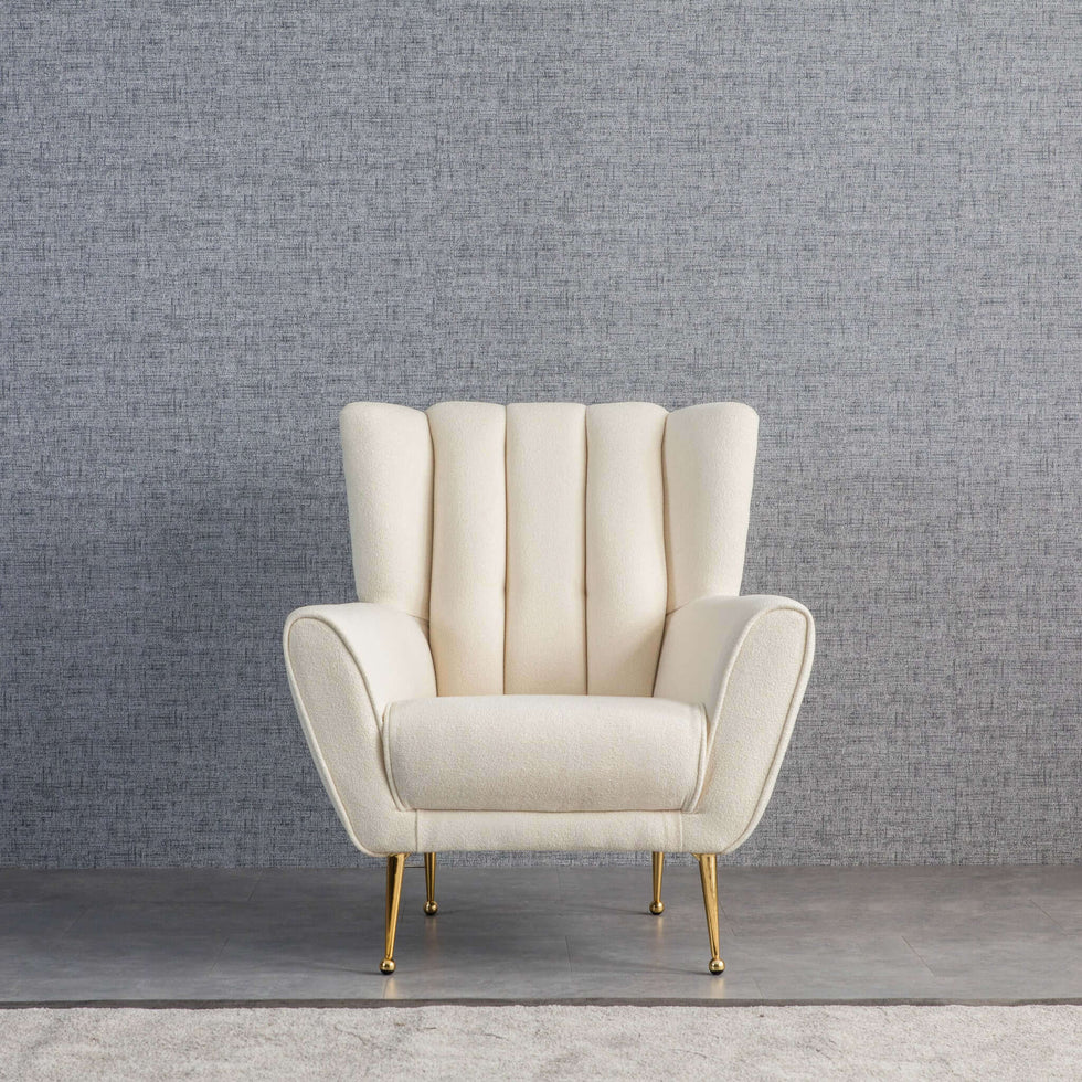 Ashcroft - Gianna Tufted French Beige Boucle Armchair
