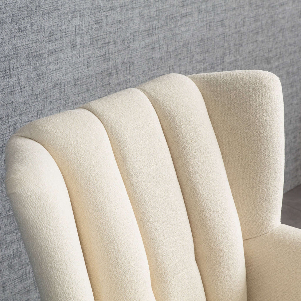 Ashcroft - Gianna Tufted French Beige Boucle Armchair