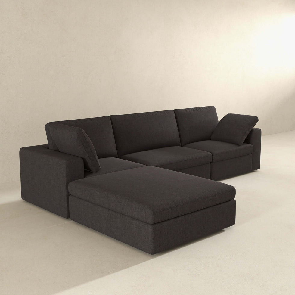 Ashcroft - Cecilia Modular Corner Sectional Modern Fabric Sofa in Dark Gray