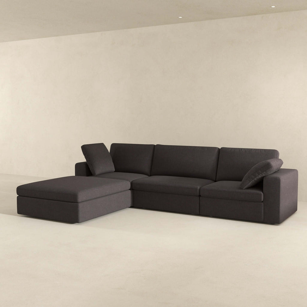 Ashcroft - Cecilia Modular Corner Sectional Modern Fabric Sofa in Dark Gray