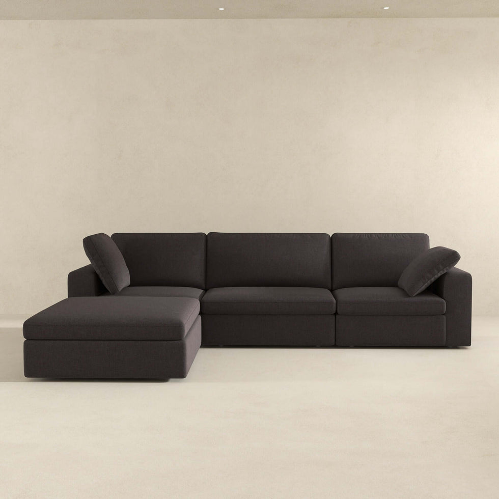 Ashcroft - Cecilia Modular Corner Sectional Modern Fabric Sofa in Dark Gray