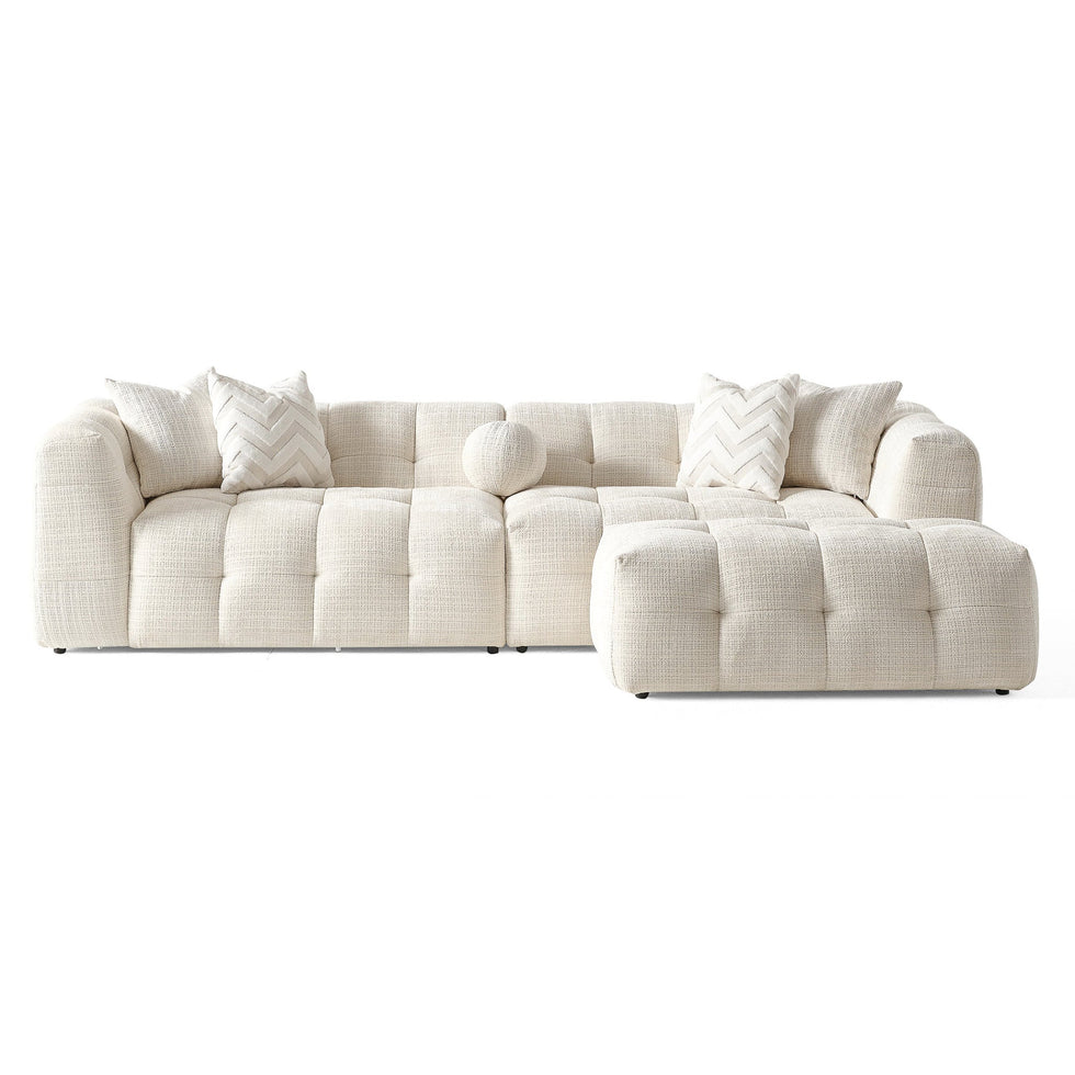 Ashcroft – Alana Tufted Ivory Chenille Modular Sectional Sofa