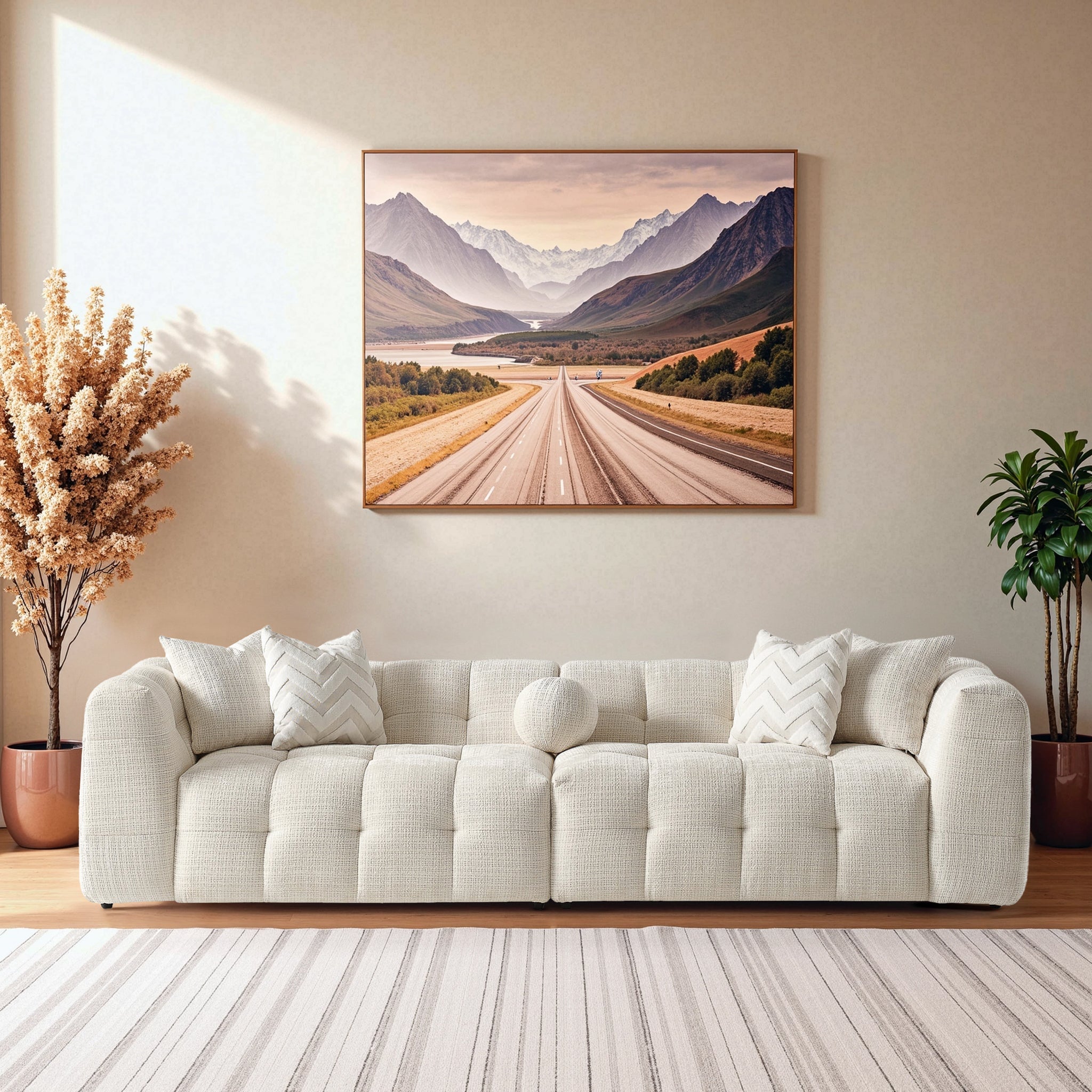 Ashcroft – Alana Tufted Ivory Chenille Modular Sectional Sofa