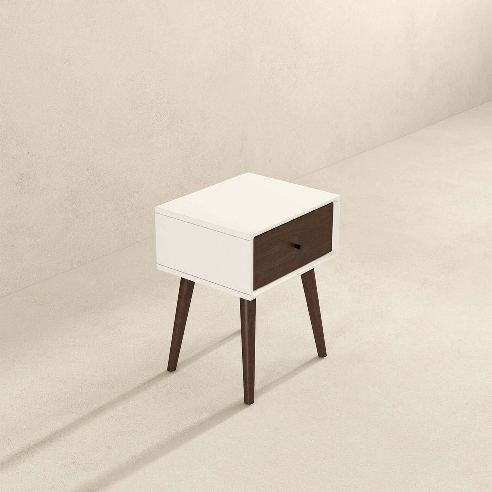 Ashcroft – Avery Solid Wood Nightstand with 1 Drawer - White