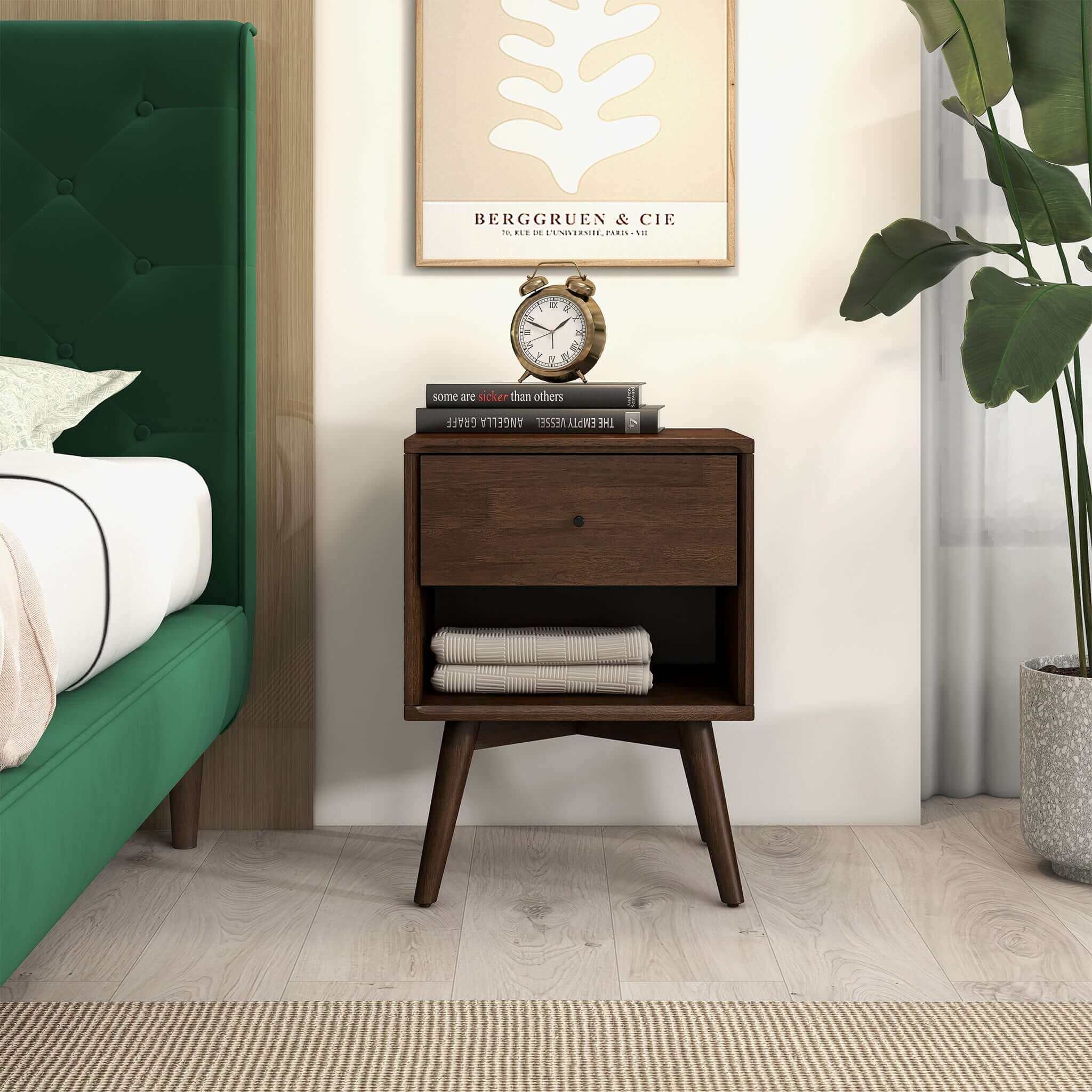 Ashcroft - Caroline Mid Century Modern Style Night Stand 1-Drawer
