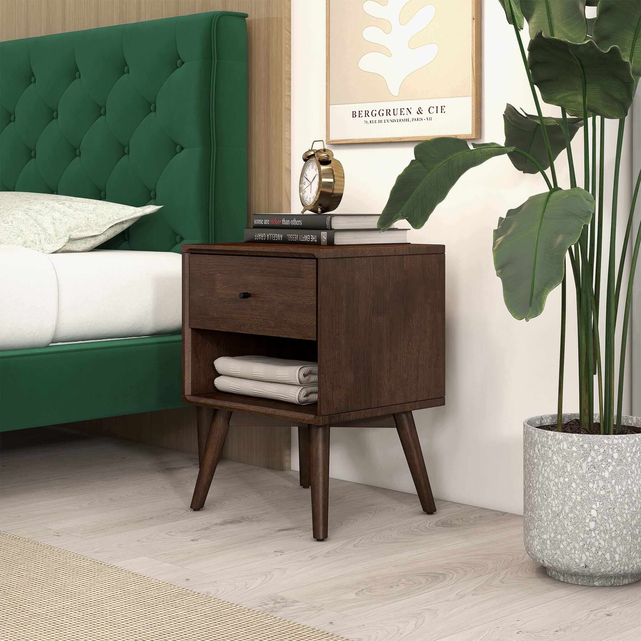 Ashcroft - Caroline Mid Century Modern Style Night Stand 1-Drawer