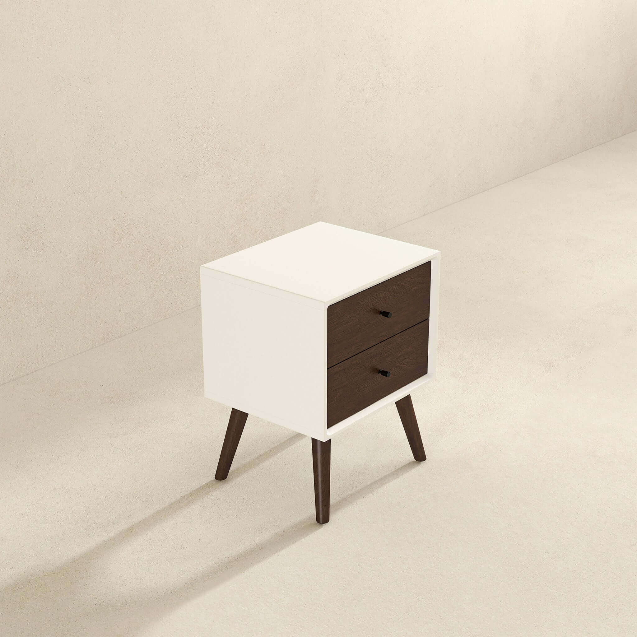 Ashcroft - Caroline Mid Century Modern Style White Night Stand 2-Drawer
