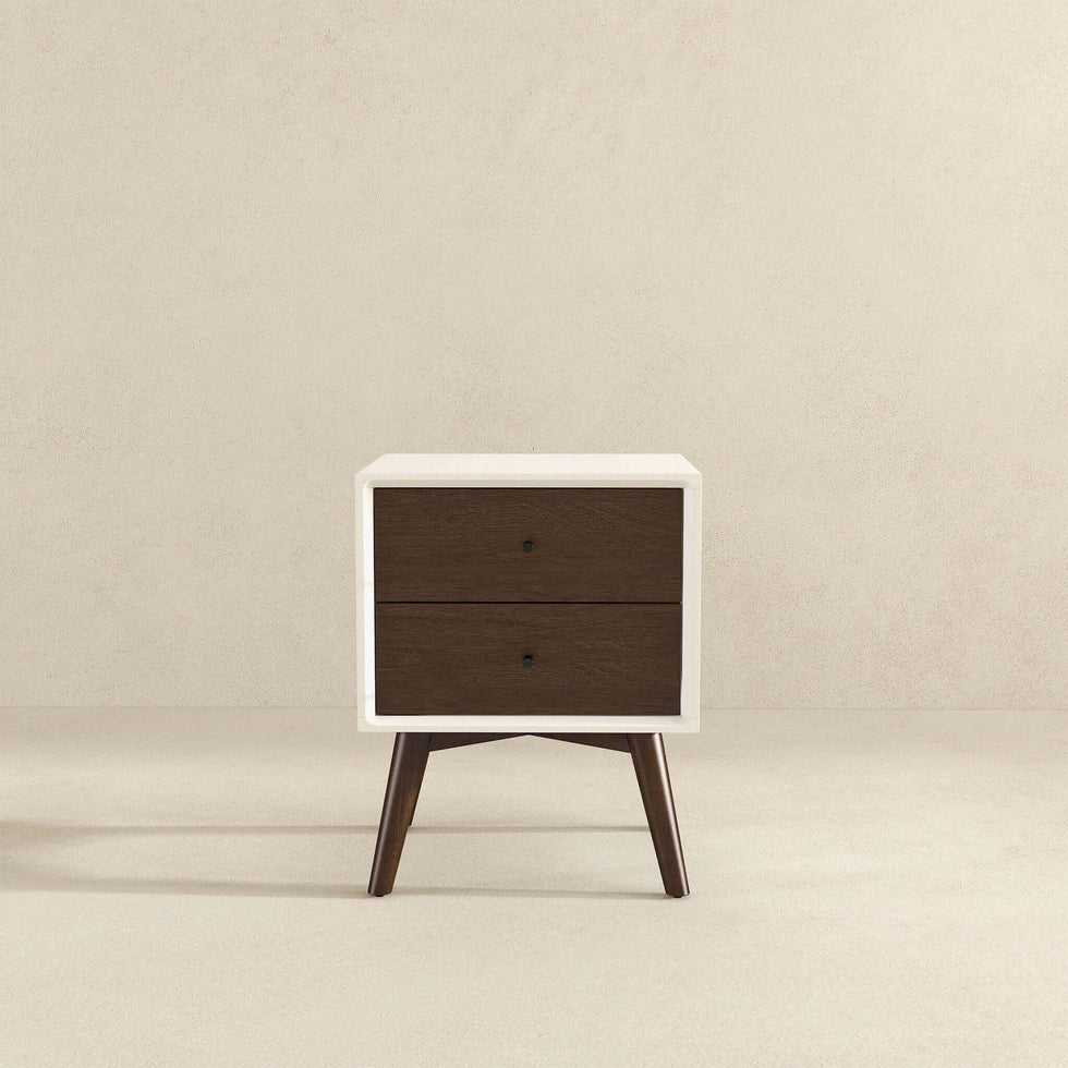Ashcroft - Caroline Mid Century Modern Style White Night Stand 2-Drawer