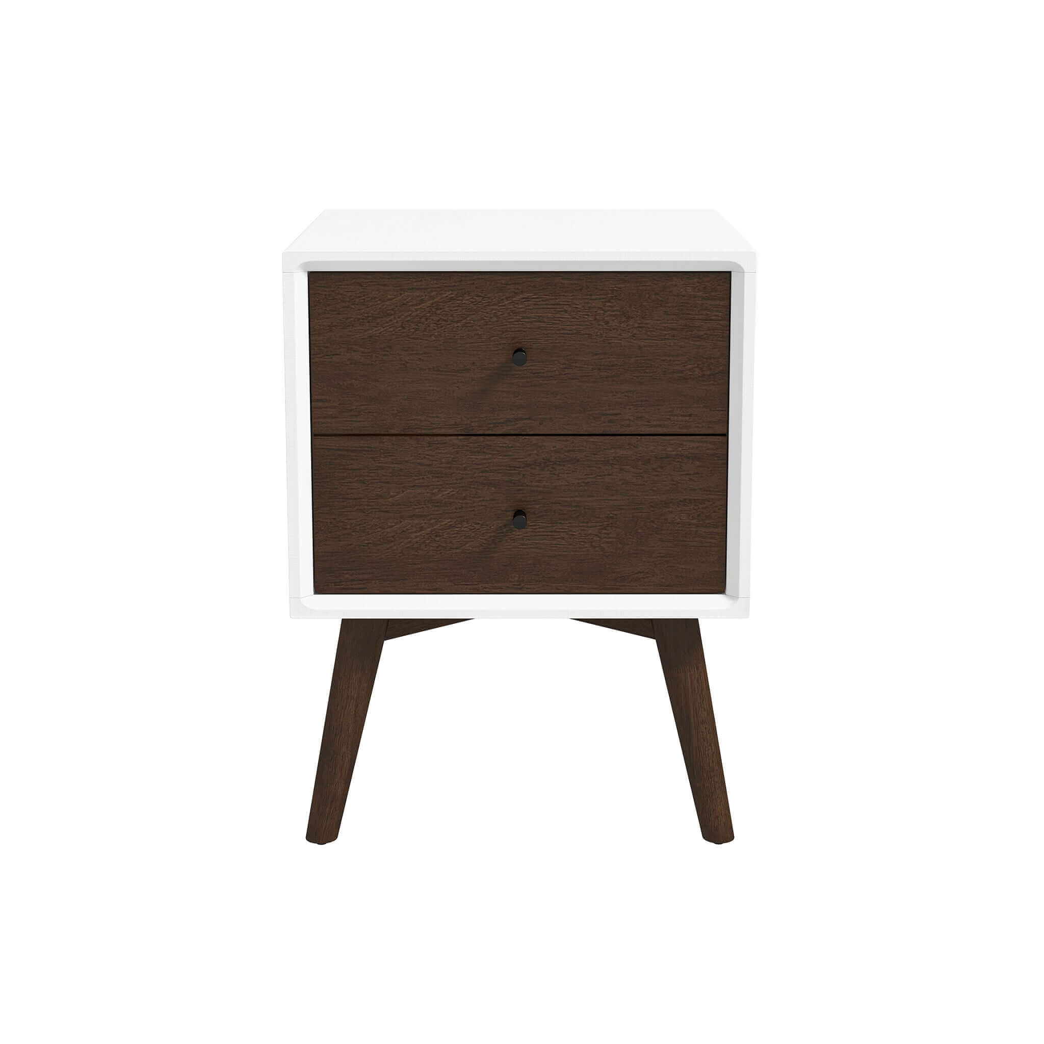 Ashcroft - Caroline Mid Century Modern Style White Night Stand 2-Drawer