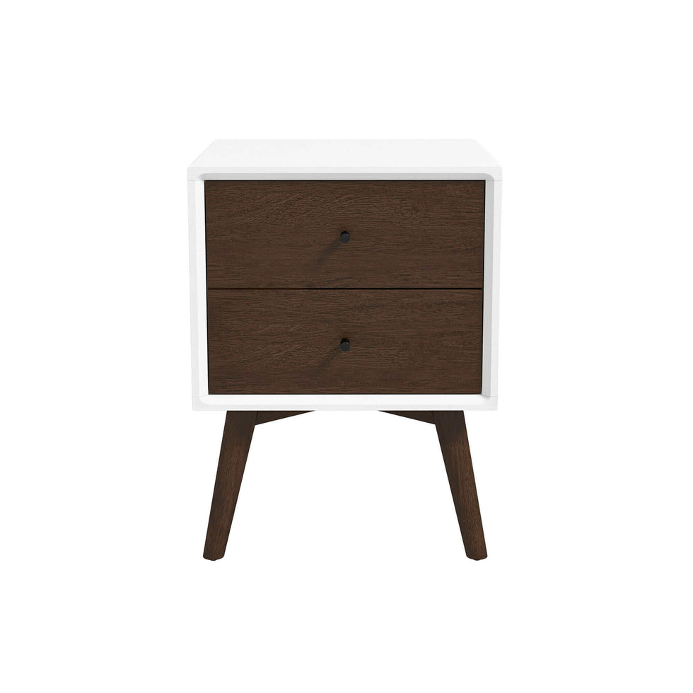 Ashcroft - Caroline Mid Century Modern Style White Night Stand 2-Drawer