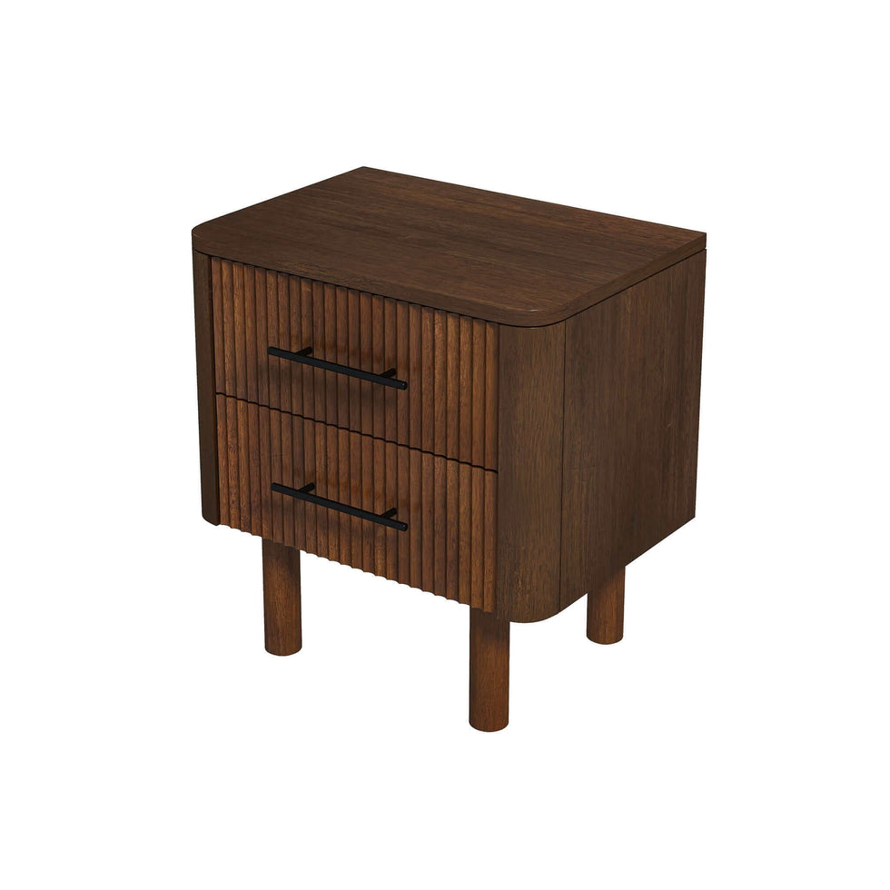 Ashcroft - Logan Mid-Century Modern Nightstand Bed Side Table with 2 Drawers in Walnut