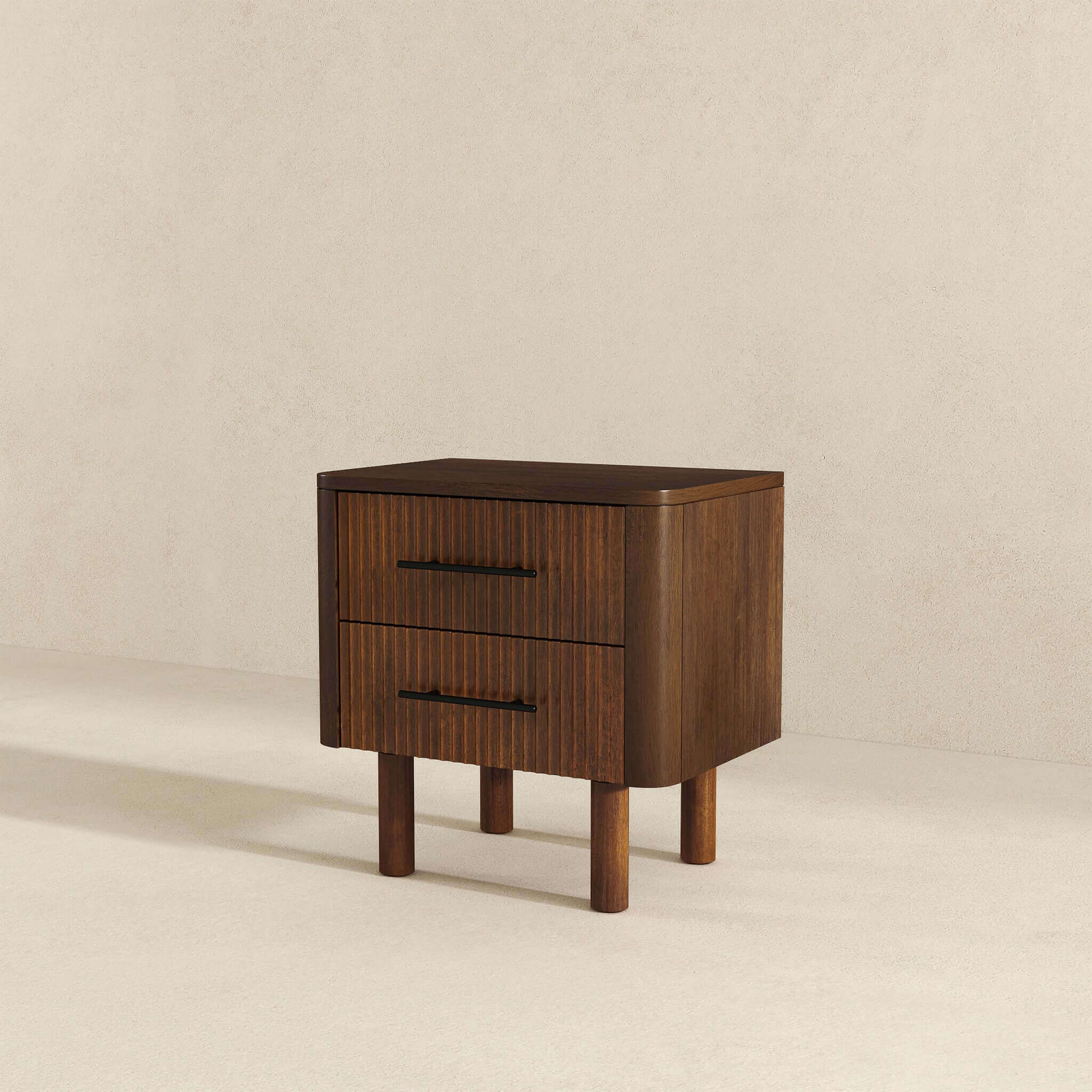 Ashcroft - Logan Mid-Century Modern Nightstand Bed Side Table with 2 Drawers in Walnut
