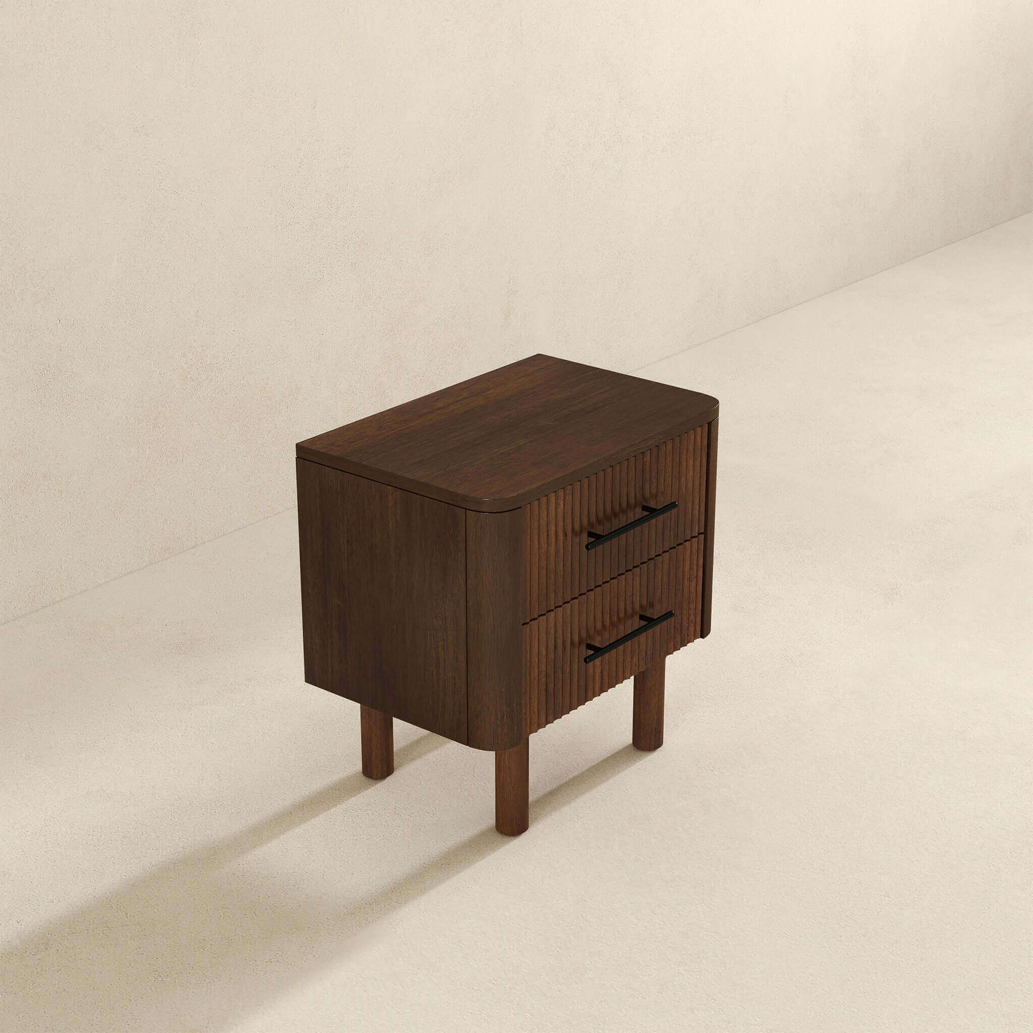 Ashcroft - Logan Mid-Century Modern Nightstand Bed Side Table with 2 Drawers in Walnut