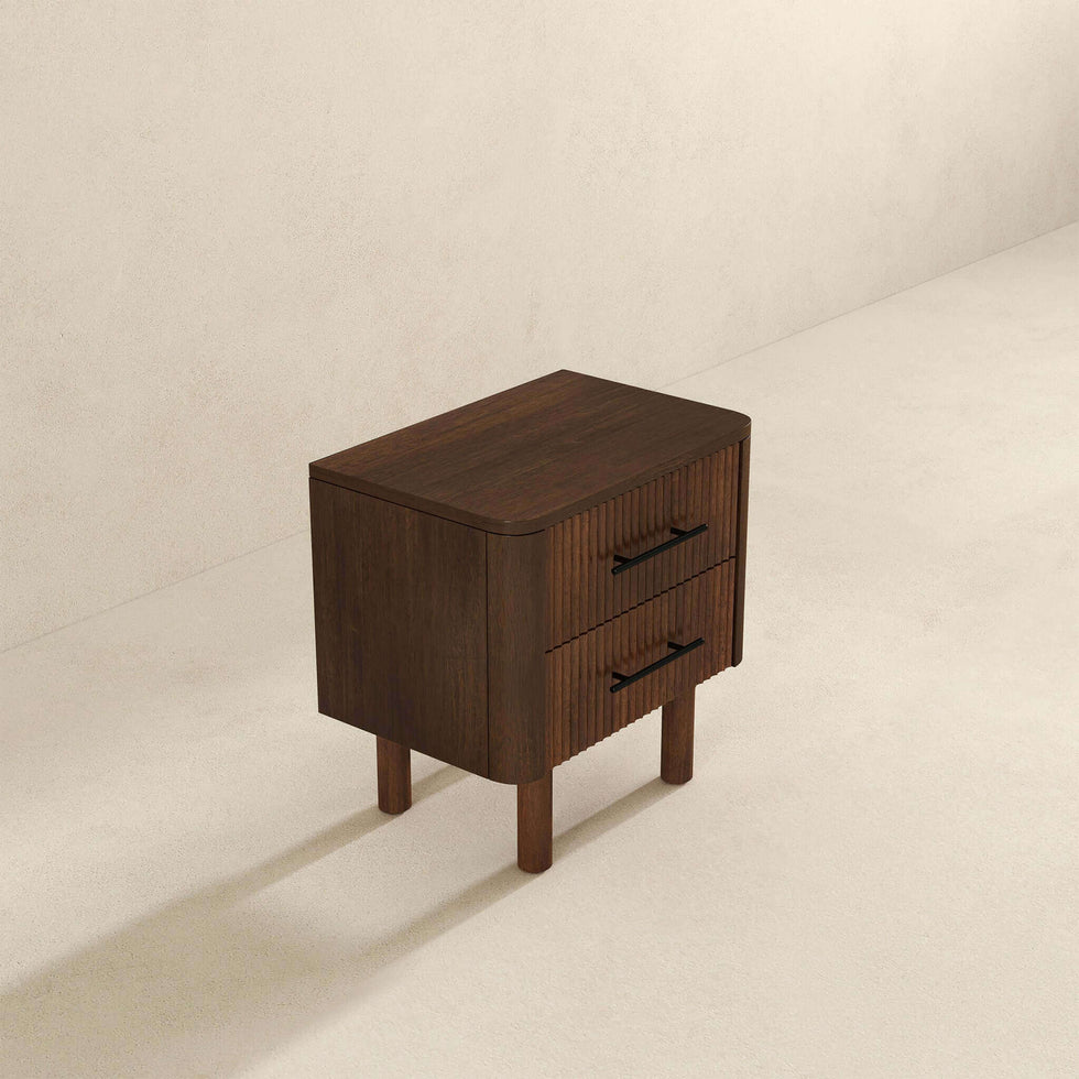 Ashcroft - Logan Mid-Century Modern Nightstand Bed Side Table with 2 Drawers in Walnut