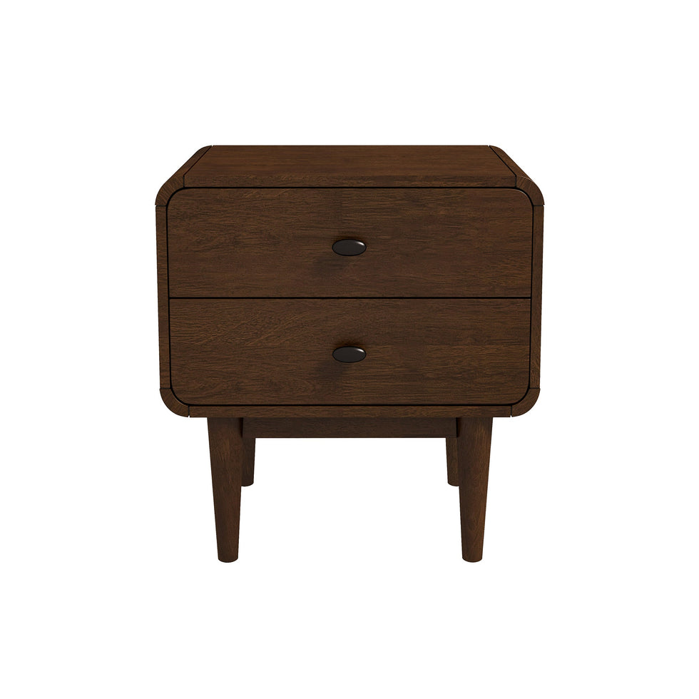 Ashcroft - Alexa Mid-Century Modern Style Nightstand with 2 Drawers in Brown