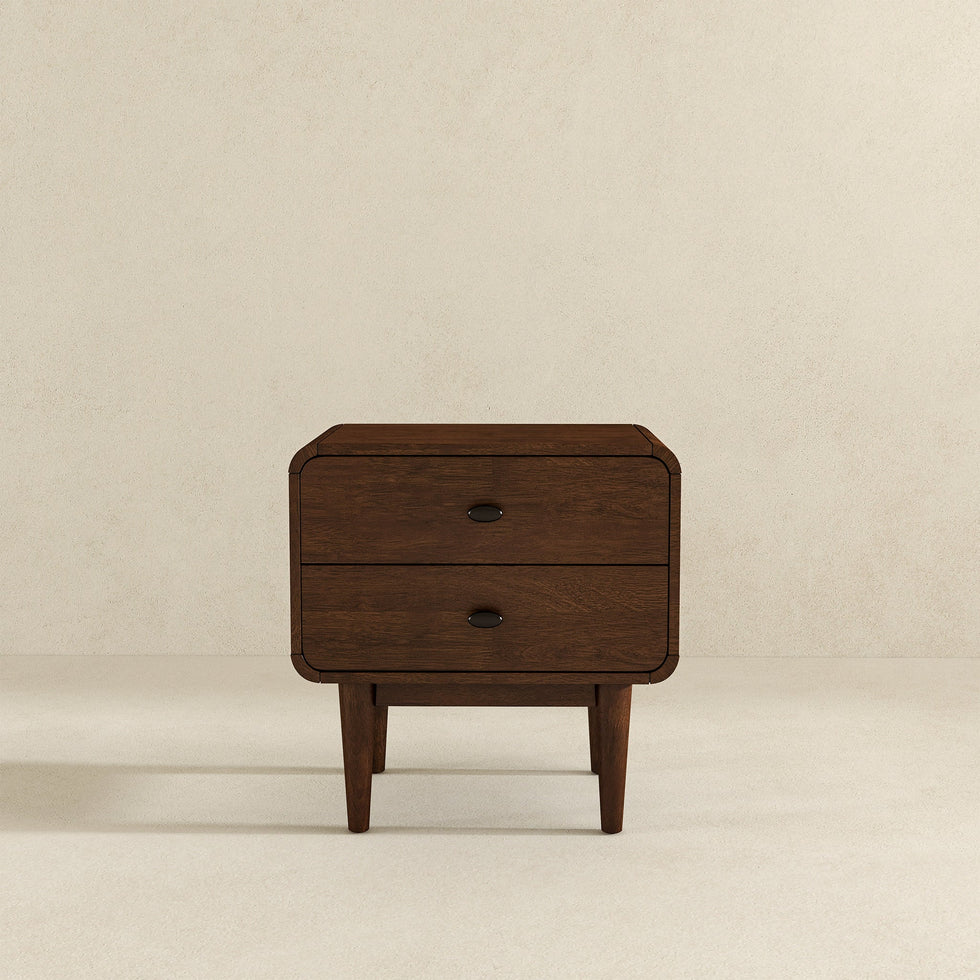Ashcroft - Alexa Mid-Century Modern Style Nightstand with 2 Drawers in Brown