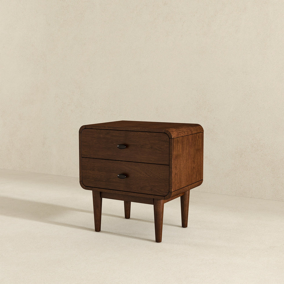 Ashcroft - Alexa Mid-Century Modern Style Nightstand with 2 Drawers in Brown