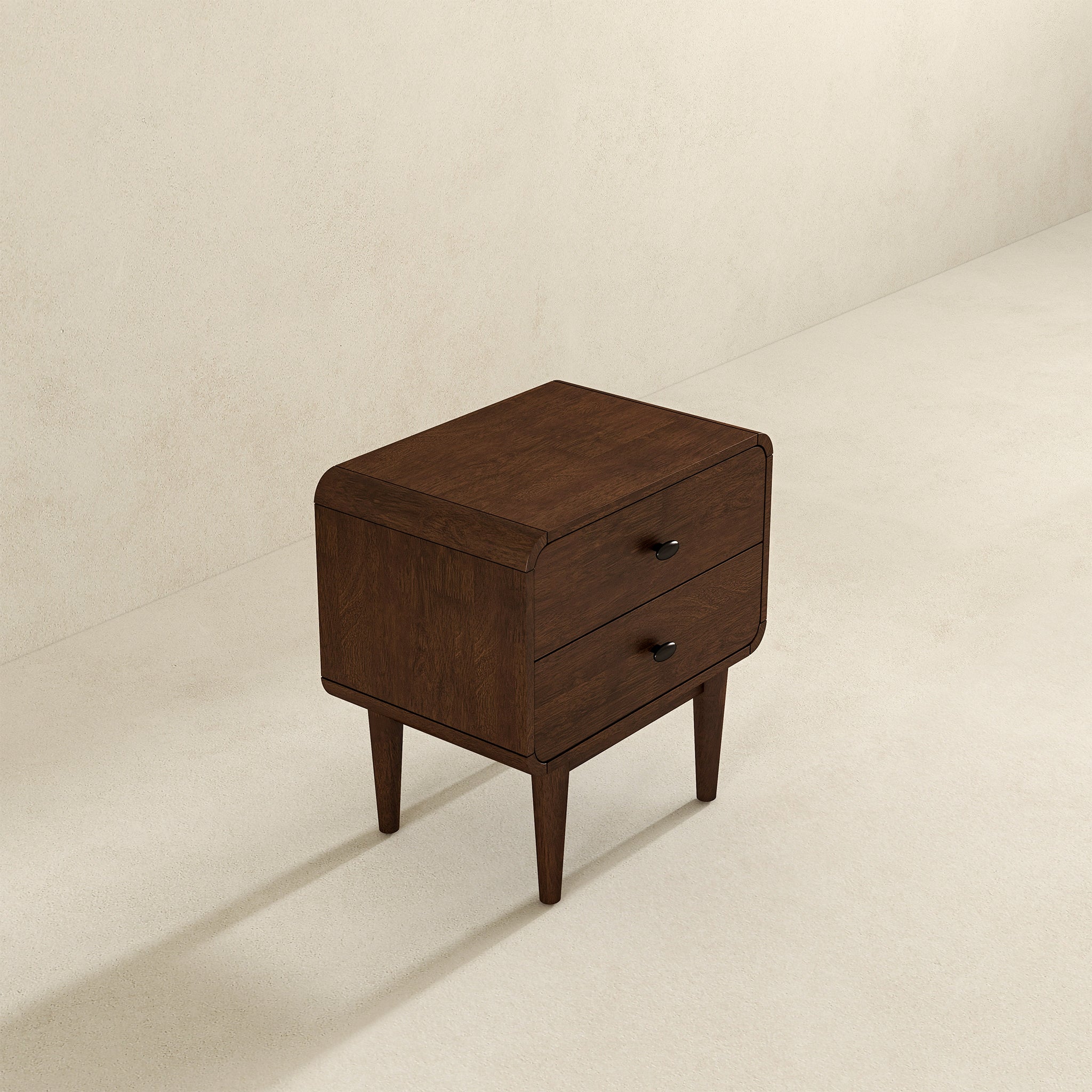 Ashcroft - Alexa Mid-Century Modern Style Nightstand with 2 Drawers in Brown