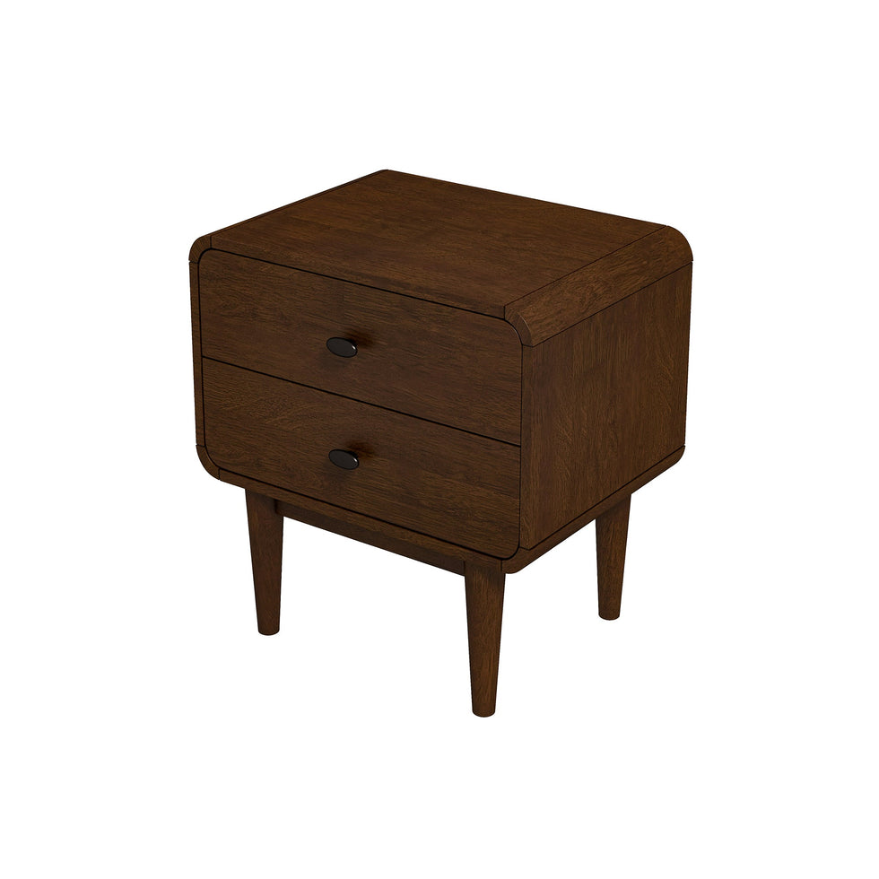 Ashcroft - Alexa Mid-Century Modern Style Nightstand with 2 Drawers in Brown