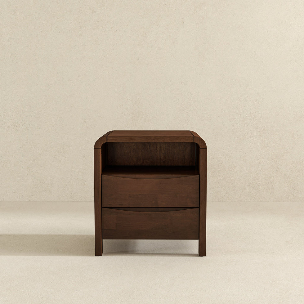 Ashcroft - Lionel Mid Century Modern Solid Wood Nightstand 2-Drawer