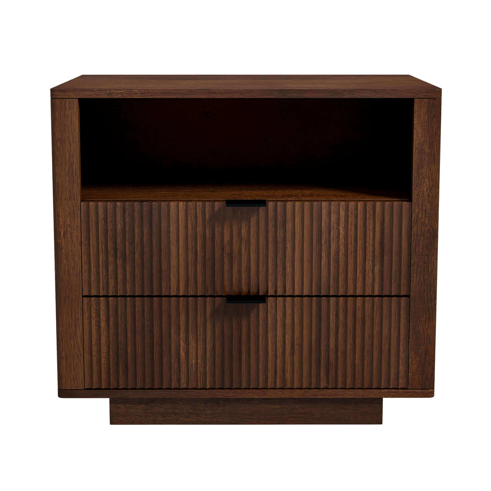Ashcroft - Lola Mid-Century Modern Nightstand Bed Side Table with 2 Drawers in Walnut
