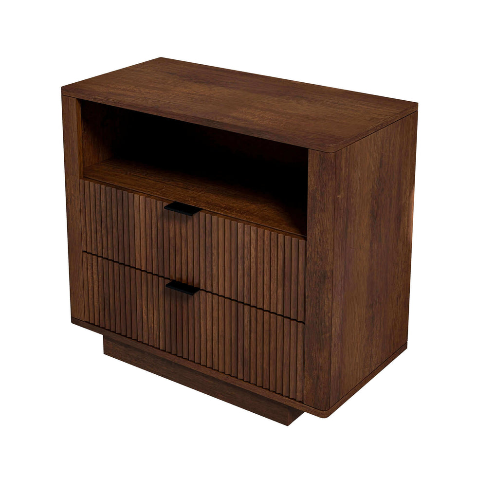 Ashcroft - Lola Mid-Century Modern Nightstand Bed Side Table with 2 Drawers in Walnut
