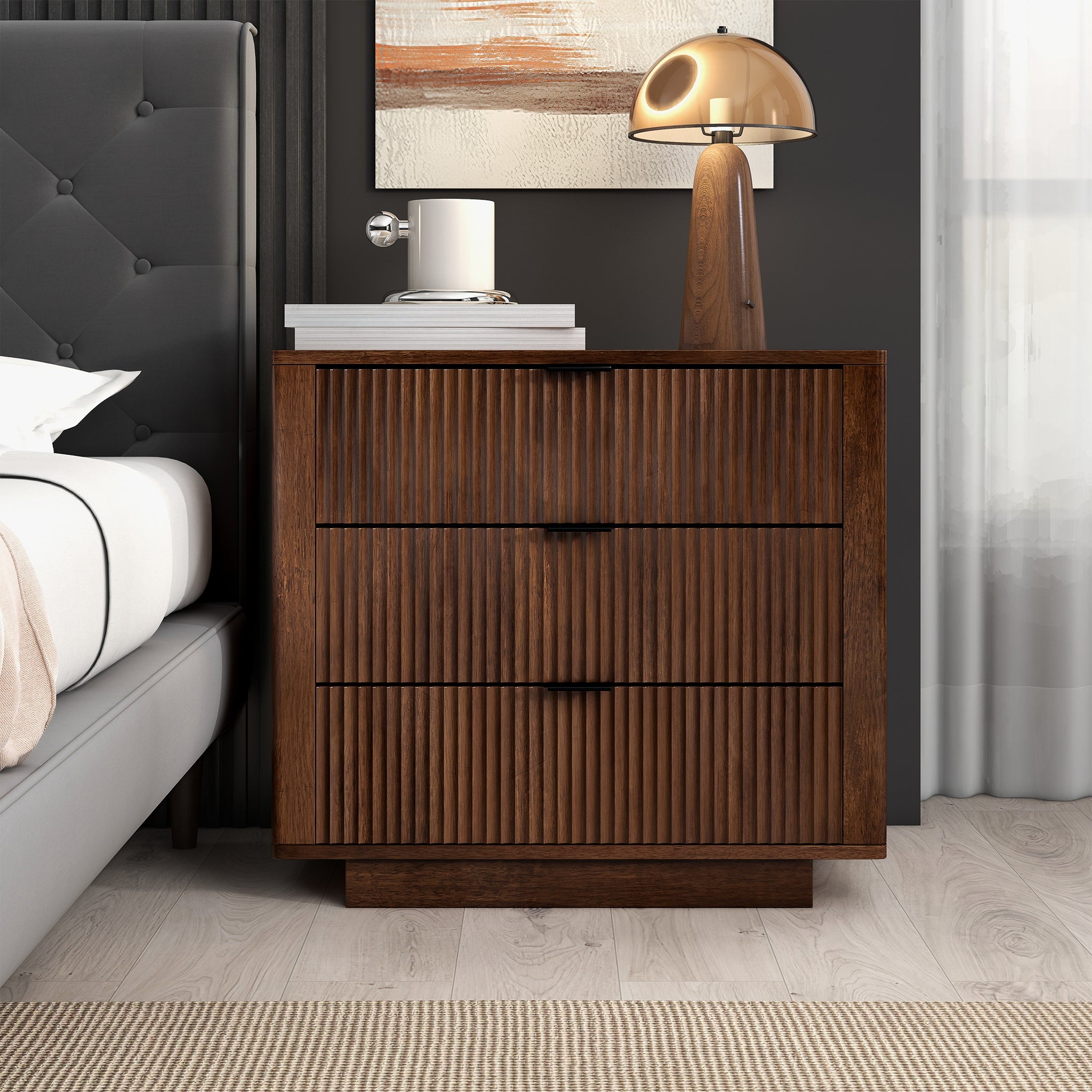 Ashcroft - Lola Walnut Nightstand 3-Drawer