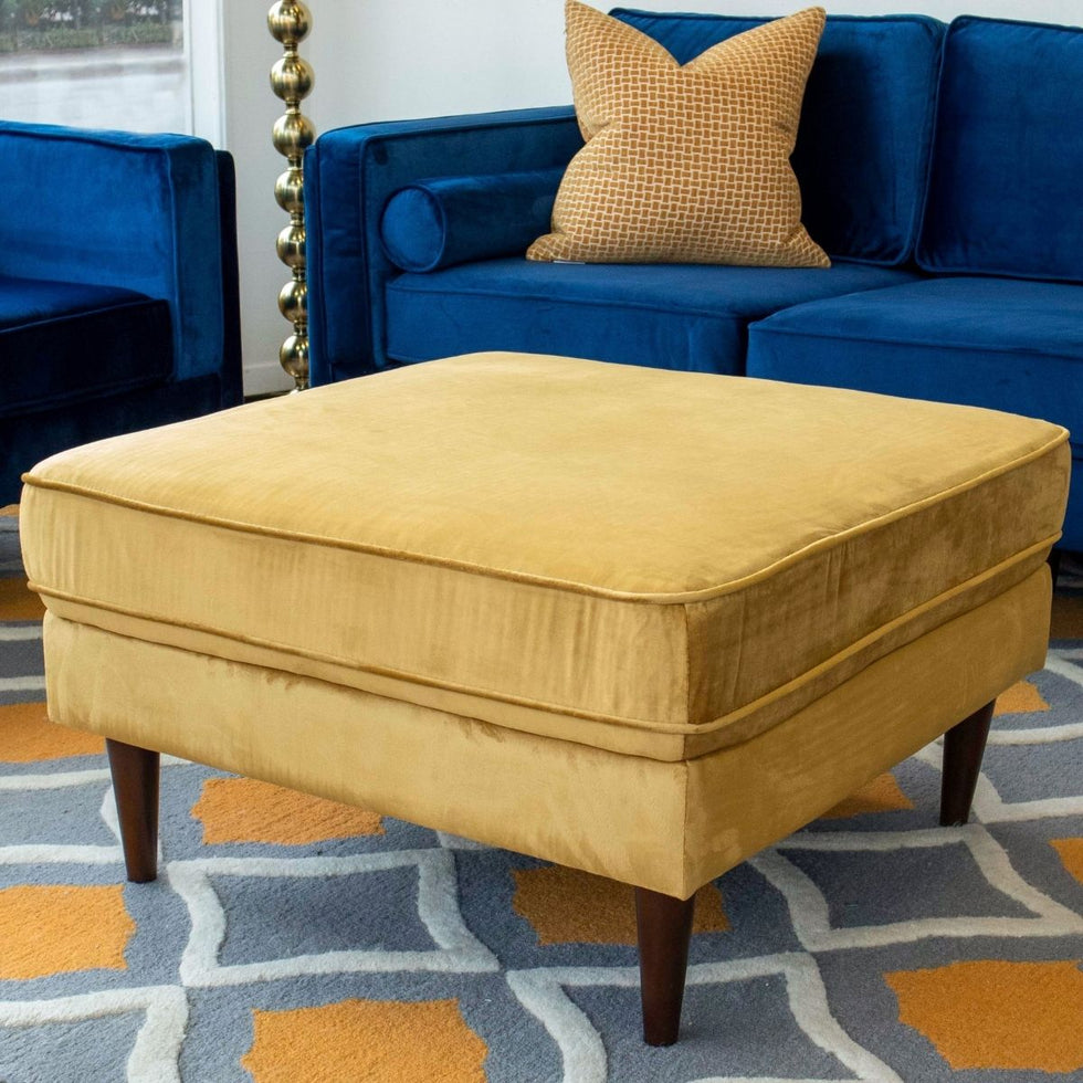 Ashcroft - Amber Square Upholstered Ottoman