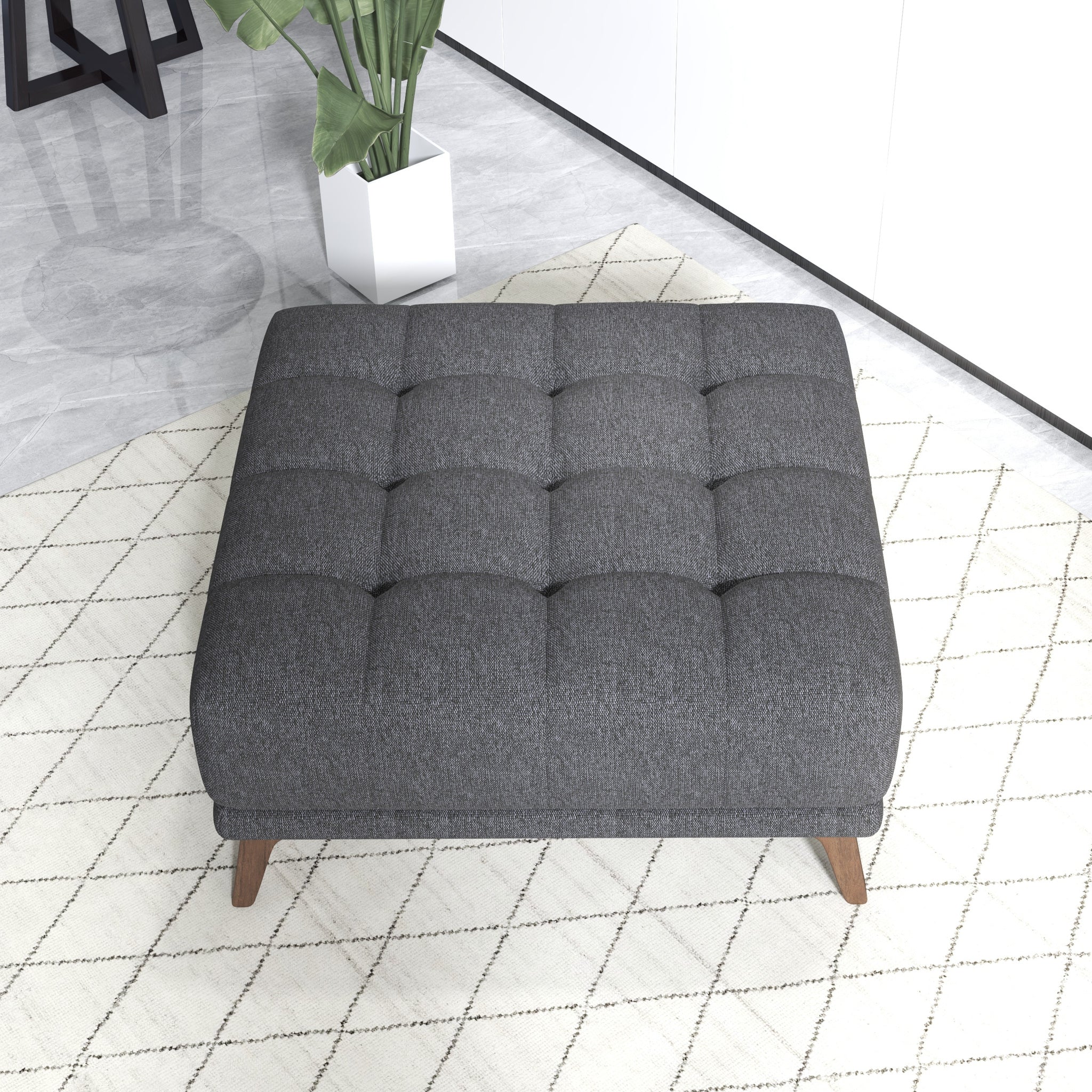 Ashcroft - Addison Square Upholstered Ottoman