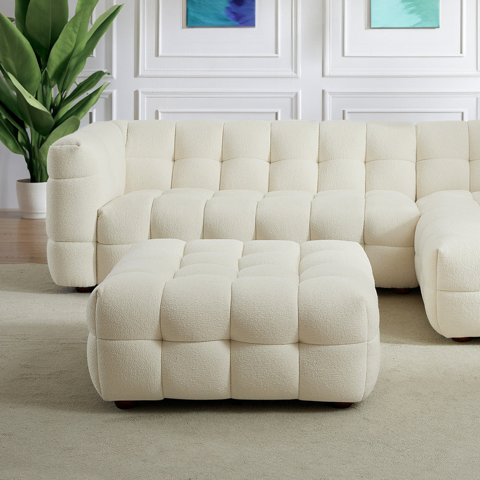 Ashcroft - Morrison Ottoman (Cream Boucle)