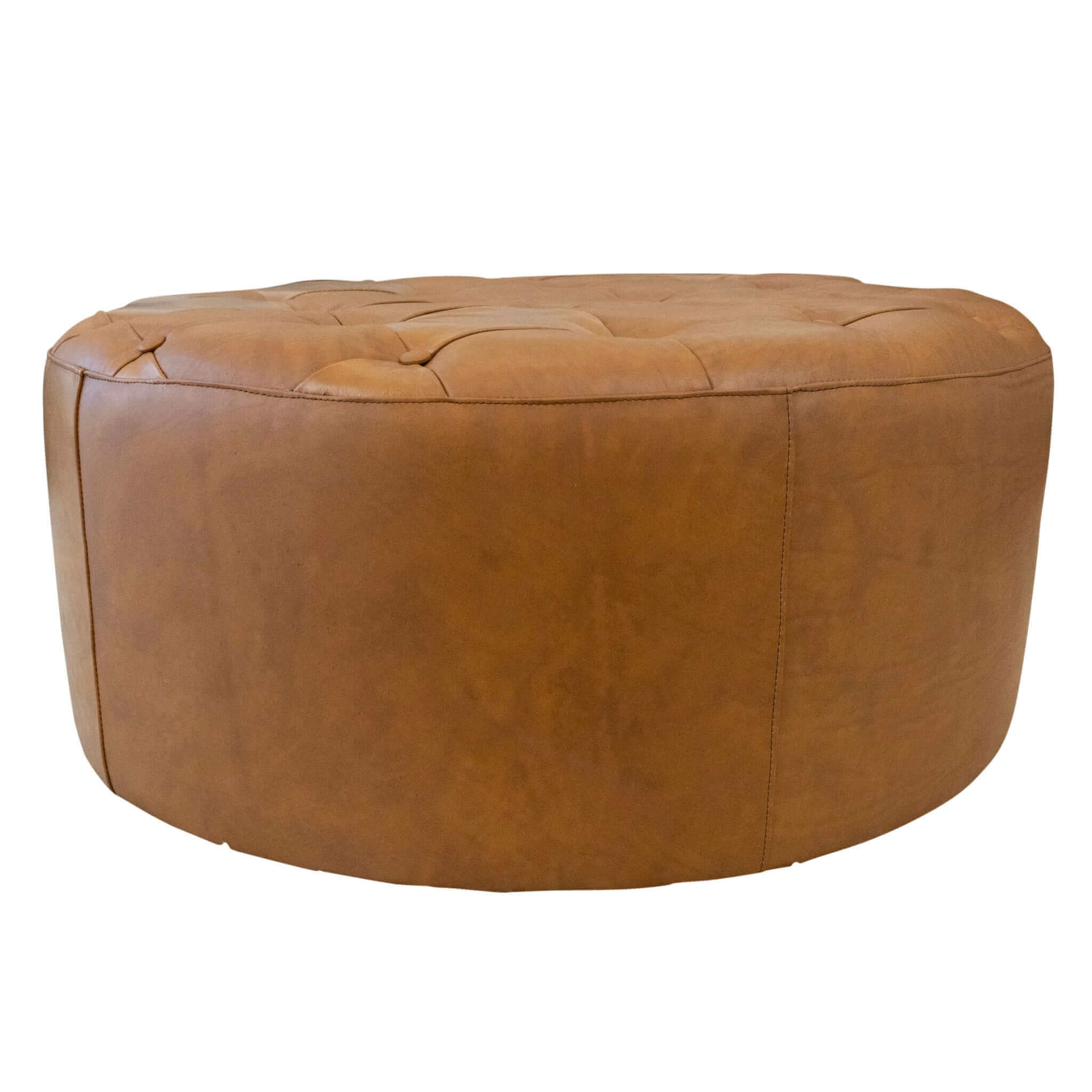 Ashcroft - Seletar Tan Leather Ottoman