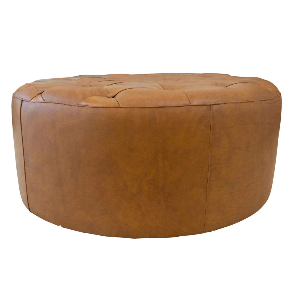 Ashcroft - Seletar Tan Leather Ottoman