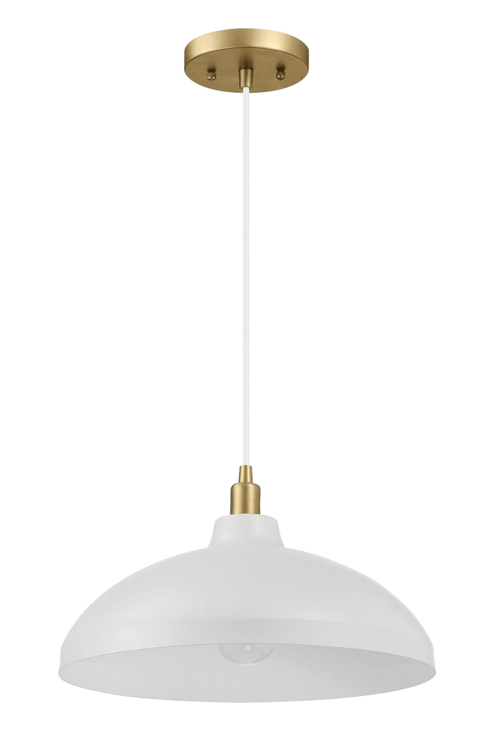 Ashcroft - Astral Single Light White Pendant Lamp with Golder Brass Finish for Entrance Kitchen Island 14"D × 8"H