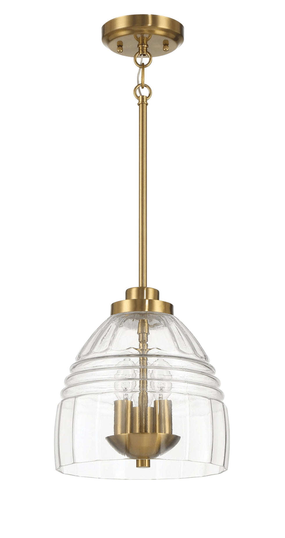 Ashcroft - Ember Three Candle Lights Chain Pendant With Clear Glass - Satin Brass
