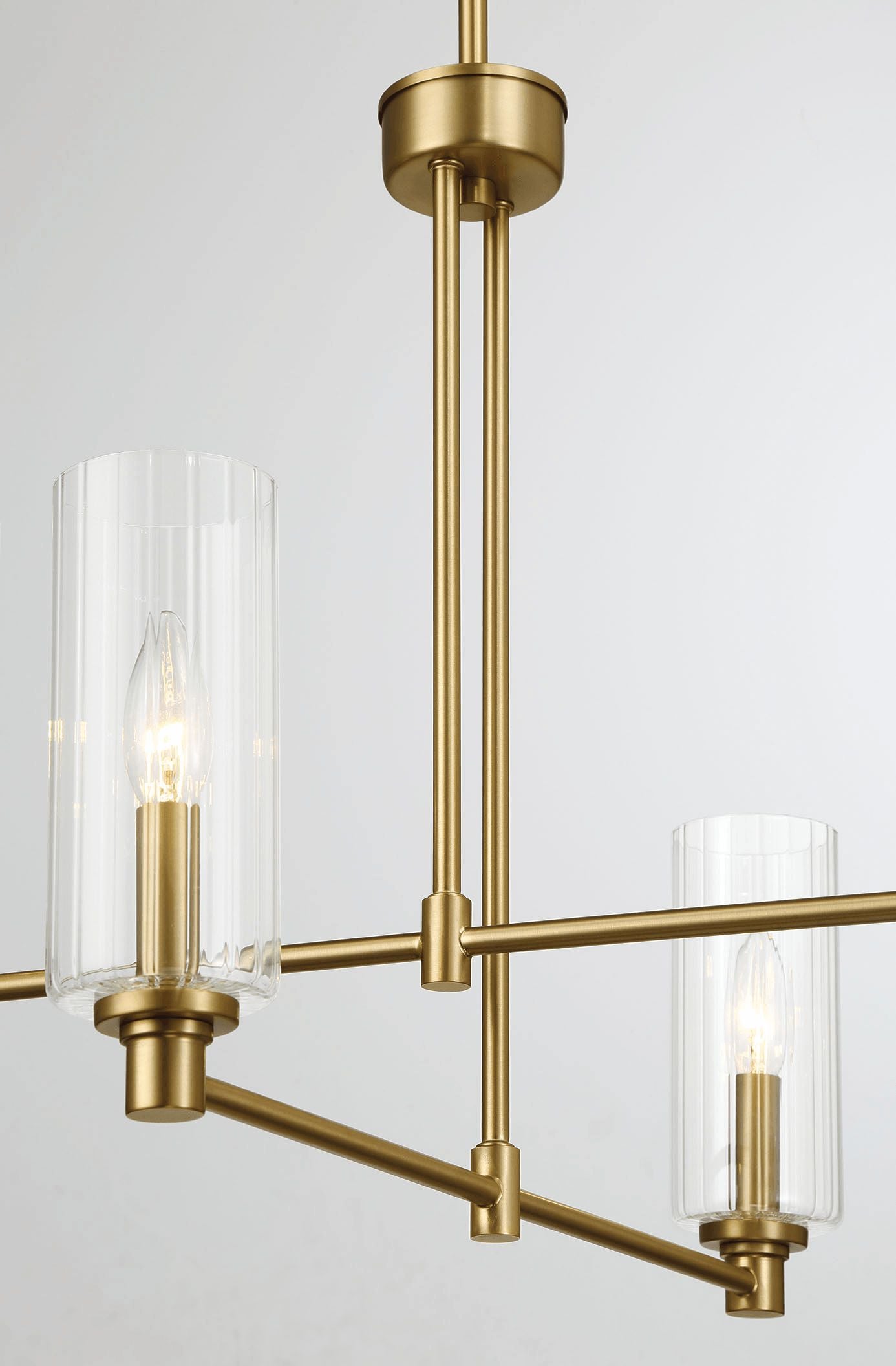 Ashcroft - Enigma Four Lights Chandelier With Clear Ribbed Glass -Satin Brass