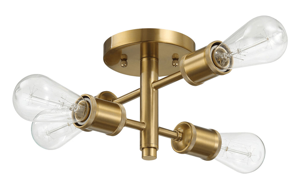 Ashcroft - Ephemeral Four Lights Semi Flush Mount Retro Hallway Kitchen Bedroom Living Room Ceiling Pendant 11"W × 6.5"H